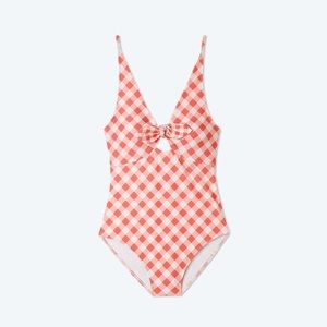 Summersalt Jetsetter Coral Gingham One-Piece